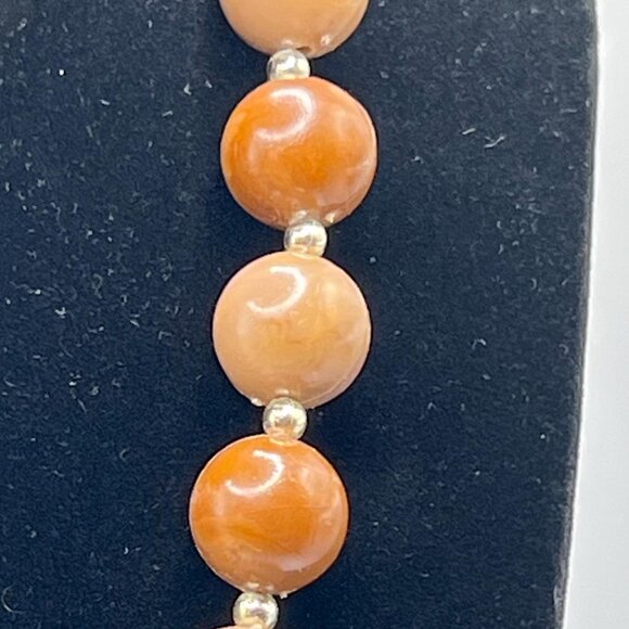 Vintage stamped brown tone bead necklace - Picture 8 of 10